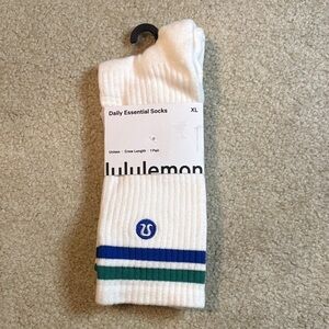 NWT lululemon athletica White Socks with Blue and Green Stripes